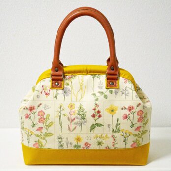 【送料無料】Doctors bag＊花柄・マスタード＊本革持ち手ハンドバッグ|#460620990[286]