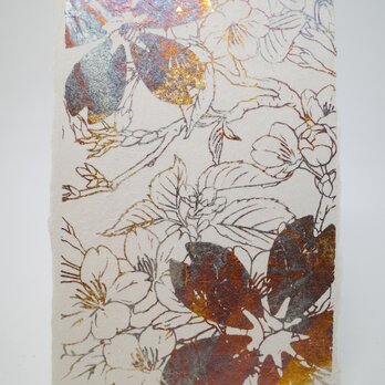 ギルディング和紙葉書　桜　黄混合の画像
