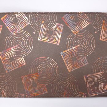 ギルディング和紙ブックカバー柿渋染め　丸四角赤混合