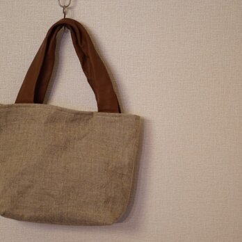 ☆手紡ぎ手織りのシンプルトートバッグ☆の画像