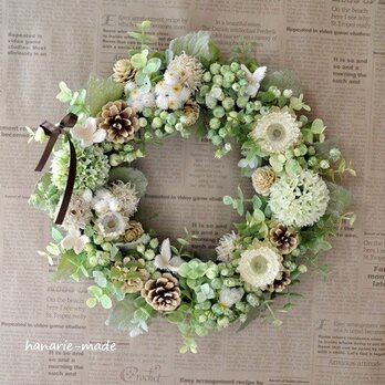 green　berry　&　helichrysum：wreathの画像