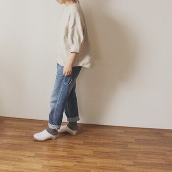 グレージュリネンの袖ふんわプルオーバー