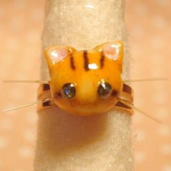 にゃんこのしっぽ○にゃんリング○ポーチつき○茶とら猫