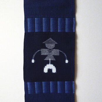 手織り久留米絣：案山子の掛軸（J-８）の画像