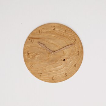 木製 掛け時計 丸型 楢（ナラ）材25の画像