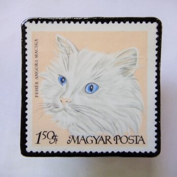 ハンガリー　猫切手ブローチ1419の画像