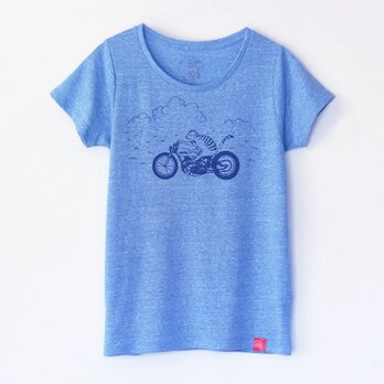 ネコくんのTシャツ lady's blue×navyの画像