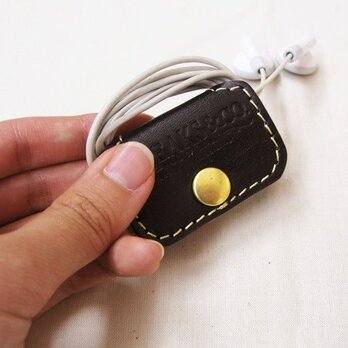 本革イヤフォンホルダースクエア(ブラック)