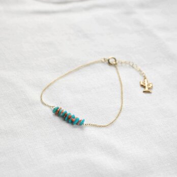 "Turquoise & Coral Bracelet”　14KGFの画像