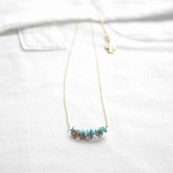 "Turquoise & Coral Necklace”　14KGFの画像