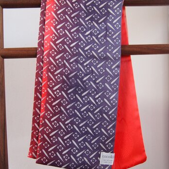 国産シルク100％小紋&手描き染めストール -Red&Purple-の画像