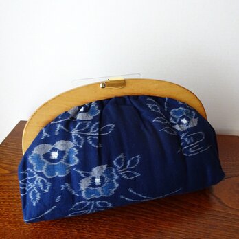 手織り久留米絣：椿のセカンドバッグ（B-２）の画像