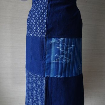 手織り久留米絣：飛び鶴のエプロン（A-４）の画像