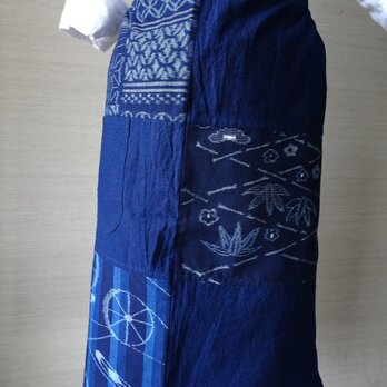 手織り久留米絣：松竹梅と糸車のエプロン（A-２）の画像