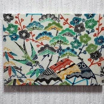 紅型染めファブリックパネル【松竹梅 (小)】