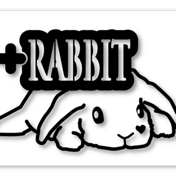 ＜+Ｒ＞うさぎステッカー・ぺったんこRABBIT・ たれ耳・ブラックLの画像