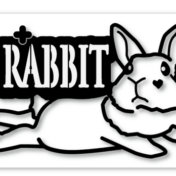 ＜+Ｒ＞うさぎステッカー・ぺったんこRABBIT・ たち耳・ブラックLの画像