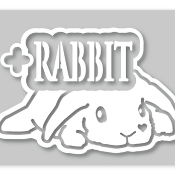 ＜+Ｒ＞うさぎステッカー・ぺったんこRABBIT・ たれ耳・ホワイトLの画像