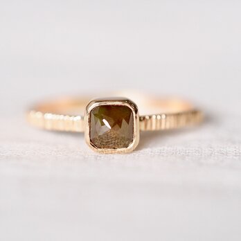 Deep Green Square Diamond Ring