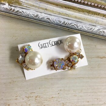 真珠とスワロのイヤリングgoldの画像