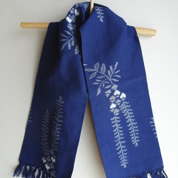 手織り久留米絣：藤の花のマフラー（N-6）の画像