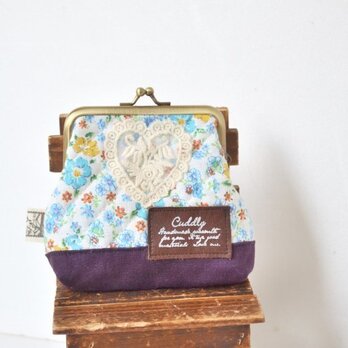 大人カワイイ～小花柄×濃い紫無地のがま口