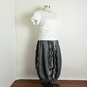 ちょっと差がつく、バルーンスカート（久留米絣×シャンブレー・ロング丈）の画像