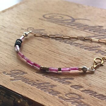 Vintage beads × 14kgf chain コンビブレスレット　<n004-brc>の画像