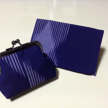673         がま口&パスポート入れ         紫        矢絣