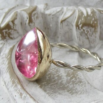 しずくピンクトルマリン・リング（k１０）(売約済)