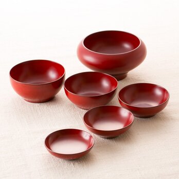 [完売]森下漆器・応量器6つ組（朱）