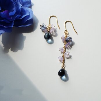 アメジストピアス Lady Smoky Blue&purple earrings P0025の画像
