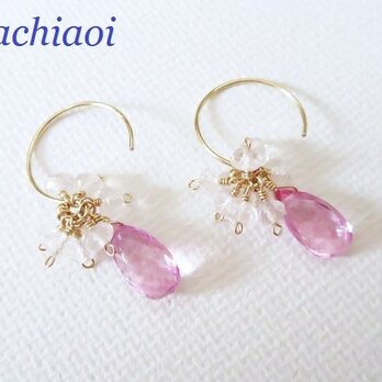 ピンクトパーズとローズクォーツのピアス＊１４ｋｇｆ＊