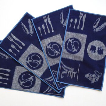 手織り久留米絣：ランチョンマット４枚組（T-4）の画像