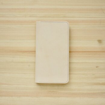 牛革 iPhone8Plus/7Plusカバー  ヌメ革 レザーケース  手帳型  ナチュラルカラーの画像