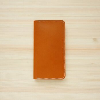 牛革 iPhone8Plus/7Plusカバー  ヌメ革  レザーケース  手帳型  キャメルカラーの画像