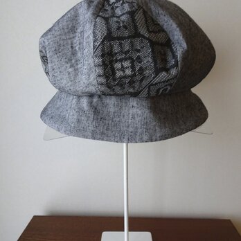 大島紬のグレーの帽子（H-18）の画像