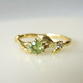 Sold デマントイドガーネットとダイヤのオリーブの指輪の画像