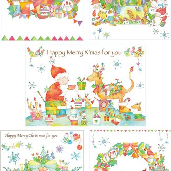 お得なクリスマスカード／5種×1枚＝5枚セットの画像