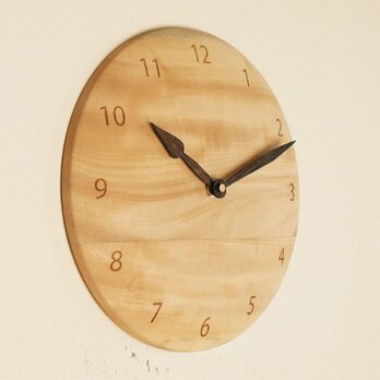 木製 掛け時計 丸 栃（トチ）材8の画像