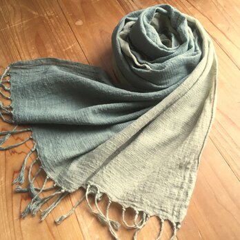 再販＊麹塵色×威光茶色＊秋香るコットンショール