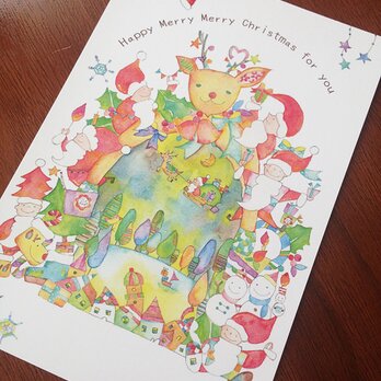 【クリスマスカード／5枚セット】７人のサンタクロースの画像