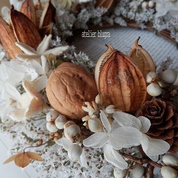 atelier blugra八ヶ岳〜初秋の頃タタリカと木の実Wreath　Ver.1の画像