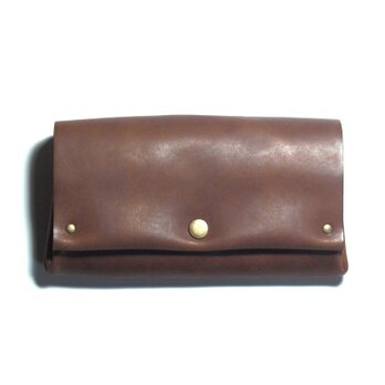 縫製のないふんわり長財布（牛革/プルアップ/ヌバック仕上げ/Dark Brown）の画像