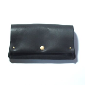 縫製のないふんわり長財布（牛革/プルアップ/ヌバック仕上げ/Black）の画像