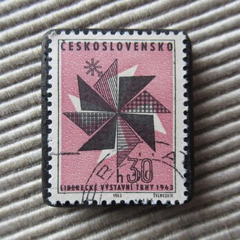 アップサイクル　チェコスロバキア　 切手ブローチ1491の画像