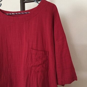 Wガーゼのイージースタイルシャツ　赤系　M~Lの画像