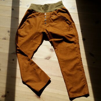 11号 ヨーヨーパンツ：綿麻ナチュラルビンテージ【ウォルナッツ】