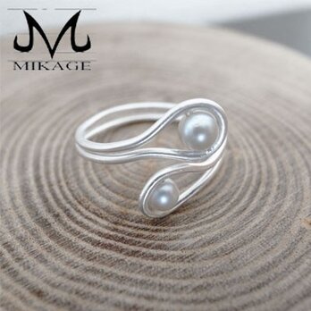 Clutch Pearl Ring：銀９２５シルバーアコヤ真珠リング（御影宝飾工房）の画像