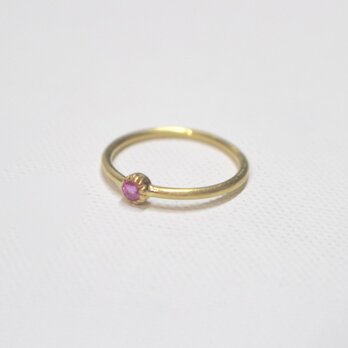 ピンクトルマリンのシルバーリング(ゴールド色)